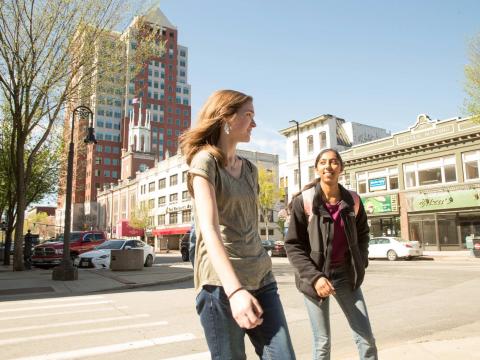 students walking